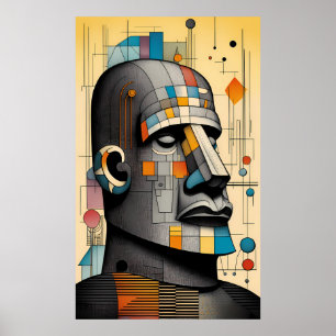 Poster Século 21 Moai - Ken Gage Tiki Art