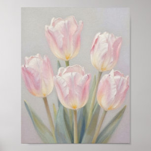 Poster Seda Sussurrante: Um Estudo de Tulipas Luminosas n