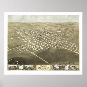 Poster Sedalia, mapa panorâmico do MO - 1869