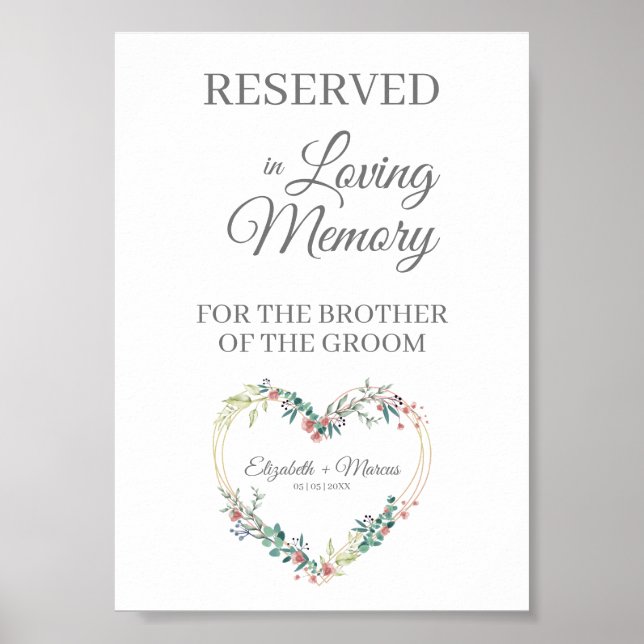 Poster Sede Reservado para Casamento para Amados Coração  (Frente)