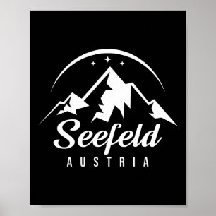 Poster Seefeld Austria Ski Resort Esquiando Snowboard Sou