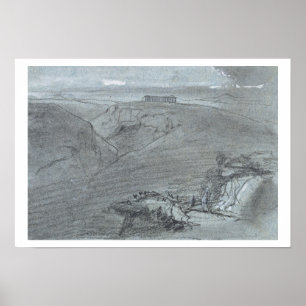 Poster Segesta, das "vistas de Sicília" (giz & gouache o