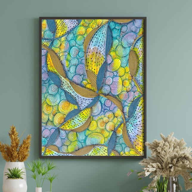 Poster Segmentos Artísticos Tangidos à mão de cores (Criador carregado)