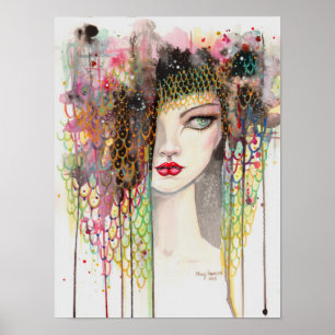 Poster Segredos Fantasia Moderna Cigana Arte Mulher Aquar