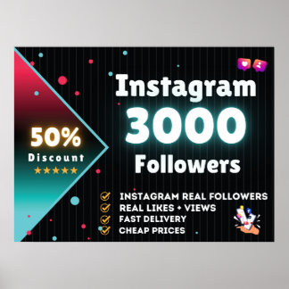 Poster Seguidores do Instagram 3000 | Seguidores de Insta