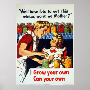 Poster Segunda guerra mundial do vintage que jardina e