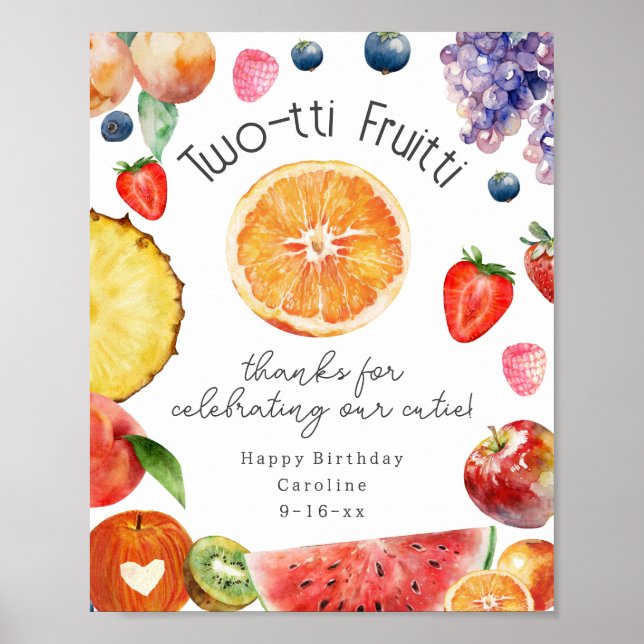 Poster Segundo aniversário de Fruta Twotti Fruitti Cutie  (Frente)