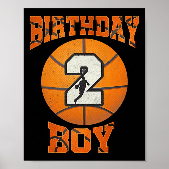 Poster segundo aniversário Outfit Boy Basquete Segundo 2  (Frente)