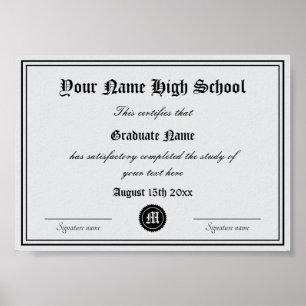 Poster Segundo grau de Certificado Oficial do Diploma