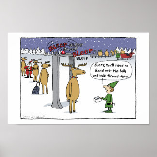 Poster Segurança Sleigh - Cartografia de Natal Engraçada