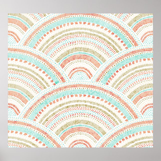 Poster Seigaiha Ondas: Padrão de Onda Vintage (Frente)