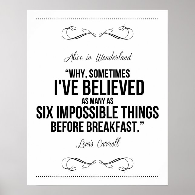 Poster "Seis coisas impossíveis" Alice no País das Maravi (Frente)