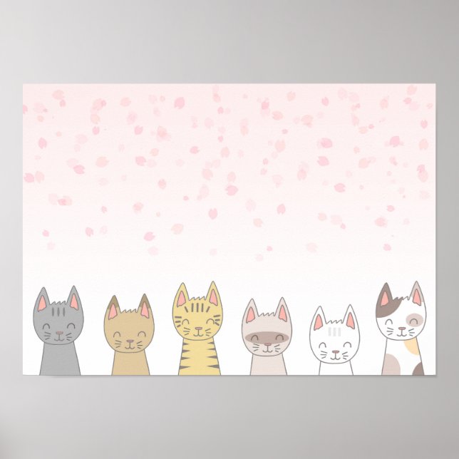 Poster Seis gatos adoráveis. (Frente)