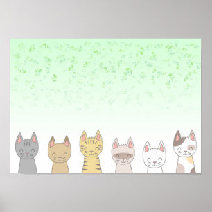 Poster Seis gatos adoráveis.