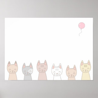 Poster Seis gatos adoráveis.
