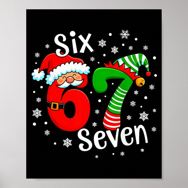 Poster Seis Sete 67 Meme 6 7 Elfo Papai Noel Natal  (Frente)