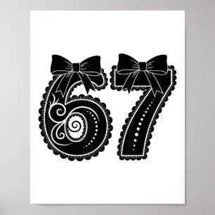 Poster Seis Sete 67 Meme Número 67 Bow Coquete Mulheres G