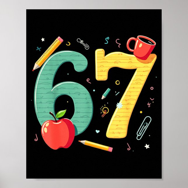 Poster Seis sete 67 professor escola meme vibrações  (Frente)