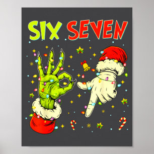 Poster Seis Sete 67 Sinal de Mão Engraçado Natal Meme