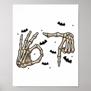 Poster Seis Sete 6 7 Meme 67 Mão de Esqueleto Fantasia de