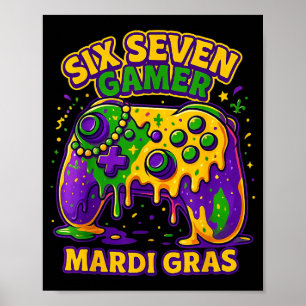 Poster Seis Sete Mardi Gras Contas de Controlador de Jogo