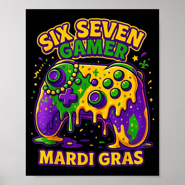 Poster Seis Sete Mardi Gras Contas de Controlador de Jogo (Frente)