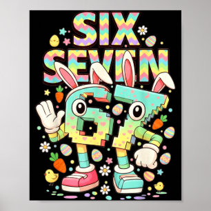 Poster Seis sete meme 67 brainrot engraçado coelho da pás