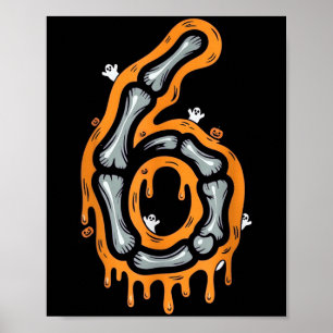 Poster Seis Sete Meme 6 7 Esqueleto Fantasia de Halloween