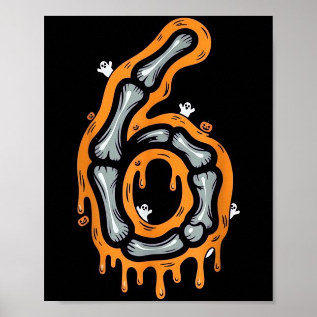 Poster Seis Sete Meme 6 7 Esqueleto Fantasia de Halloween (Frente)