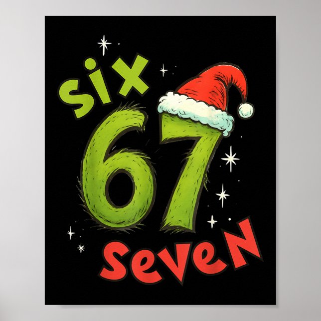Poster Seis Sete Natal Engraçado Meme Verde Vermelho Feri (Frente)