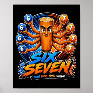 Poster Seis Sete Tung Tung Sahur Crianças 67 Meninos Juve