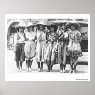 Poster Seis vaqueiras nos Dias de Cheyenne Frontier.