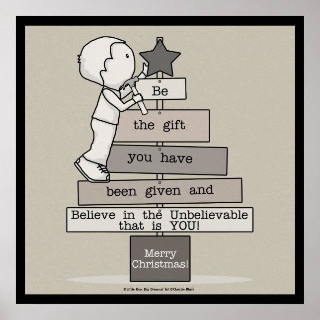 Poster Seja a Árvore de Natal do Presente (Tan) (Frente)