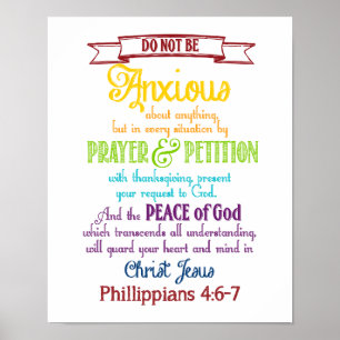 Pôster Seja ansioso para nada o 4:6 dos Philippians - 7
