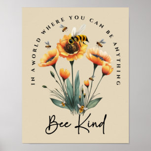Poster Seja Bonito Decor De Abelhas Coisa Floral Positiva