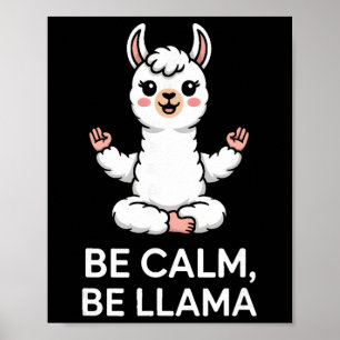 Poster Seja Calmo Seja Llama Meditação Yoga