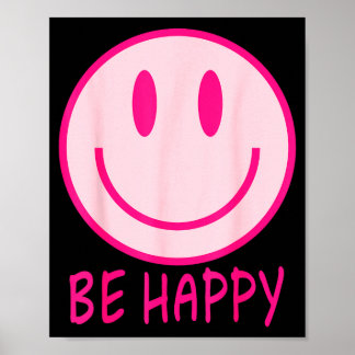 Poster Seja feliz anos 70 80 sorriso cor-de-rosa face fel
