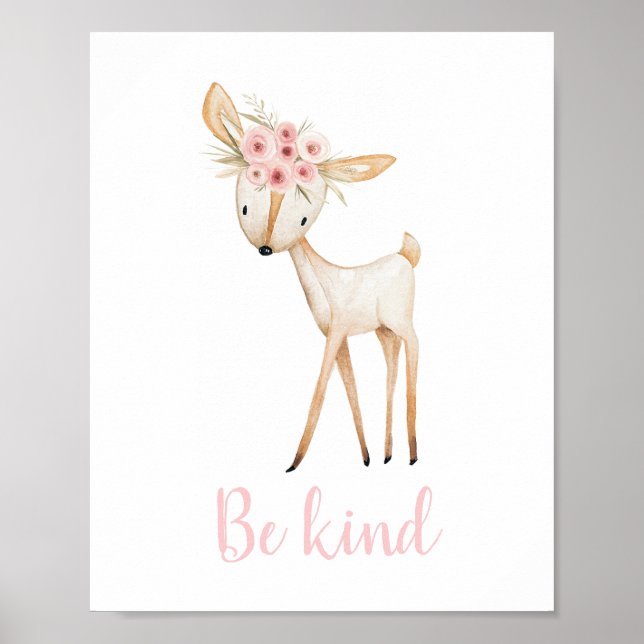 Poster Seja Feliz Cruzado, Boho Woodland Nursery (Frente)