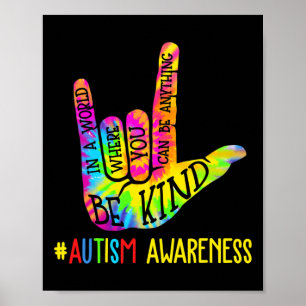 Poster Seja Gentil Asl Amor Língua de Sinais Mão Conscien