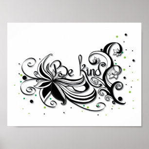 Pôster SEJA GENTIL! Citação de caligrafia inspiradora