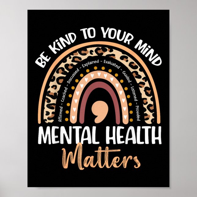 Poster Seja gentil com a sua mente Saúde mental S Consciê (Frente)