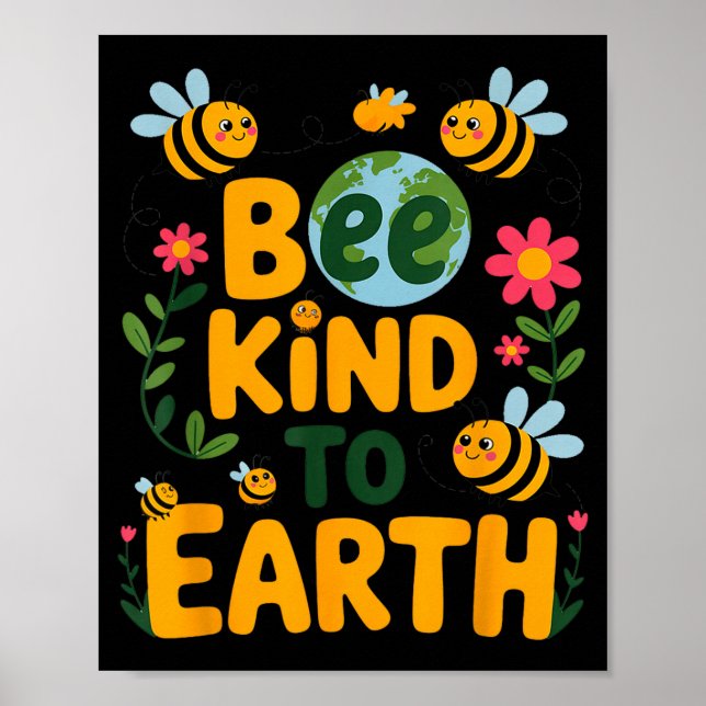 Poster Seja gentil com a terra - abelhas lindas flores pl (Frente)