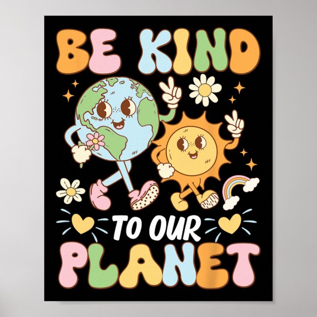 Poster Seja gentil com nosso planeta Dia da Terra, Retro  (Frente)