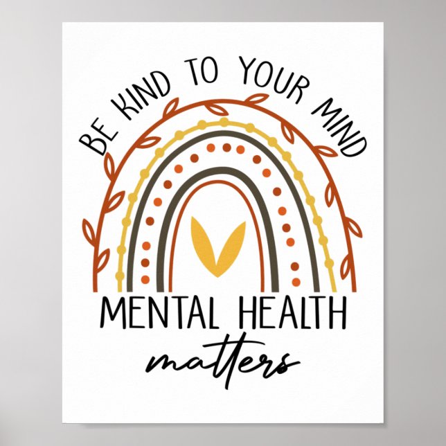 Poster Seja gentil com seus problemas de saúde mental (Frente)