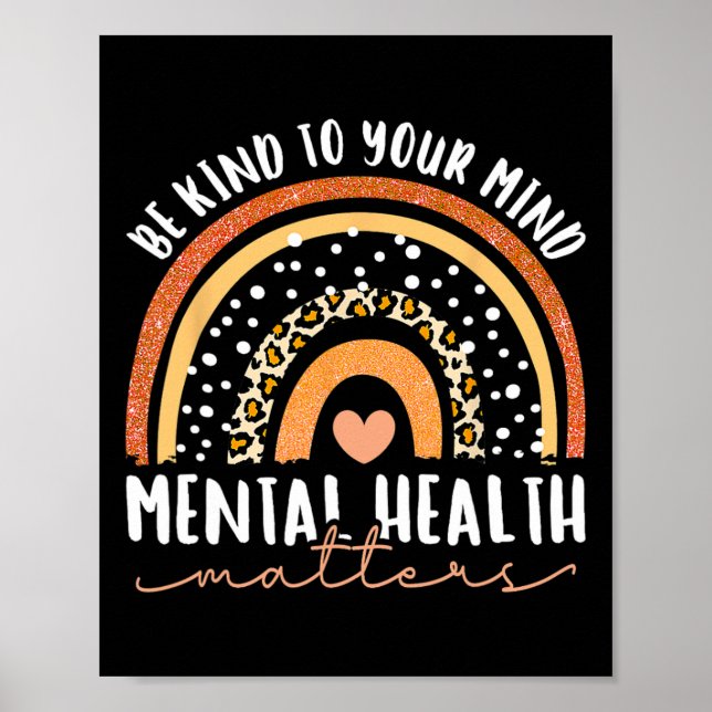 Poster Seja gentil com sua mente Leopard Rainbow Mental H (Frente)