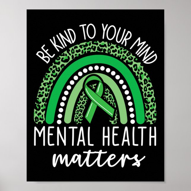 Poster Seja gentil com sua mente Leopard Rainbow Mental H (Frente)
