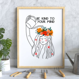Poster Seja gentil com sua mente saúde mental