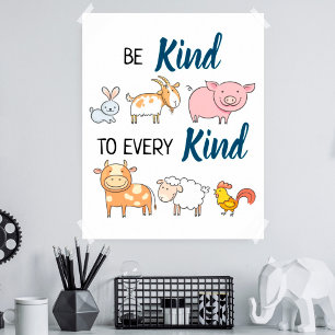 Poster Seja gentil com todos os bonitos animais vegan