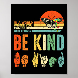Poster Seja Gentil Conscientização do Autismo Asl Mãe Pro