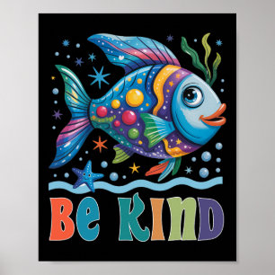 Poster Seja Gentil Escala Arco-íris Peixe Professor Lendo